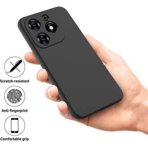Itel A70 4G Luxury Soft Rubber Liquid Silicone Skin Touch Feel Cover Case Black