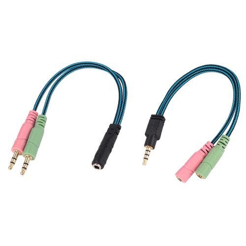 2pcs/Set 3.5mm Male To Female 1 To 2 Headphone Braided Y Splitter