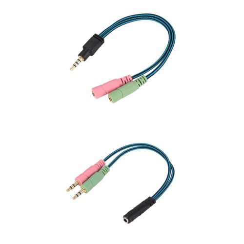 2pcs/Set 3.5mm Male To Female 1 To 2 Headphone Braided Y Splitter