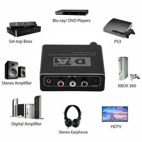 Digital to Analog Audio Converter Optical Fiber Coaxial Signal to RCA R/L Audio Decoder SPDIF ATV DAC Amplifier NO5277