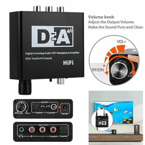 Digital to Analog Audio Converter Optical Fiber Coaxial Signal to RCA R/L Audio Decoder SPDIF ATV DAC Amplifier NO5277