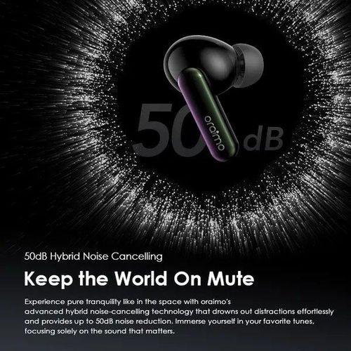 Oraimo SpaceBuds Hybrid ANC True Wireless Earbuds Customized Voice Prompt - Black