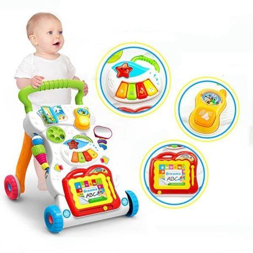 First Step Walker Baby Push Toddler Toys Activity Centre Music Kids Balance - White & Green