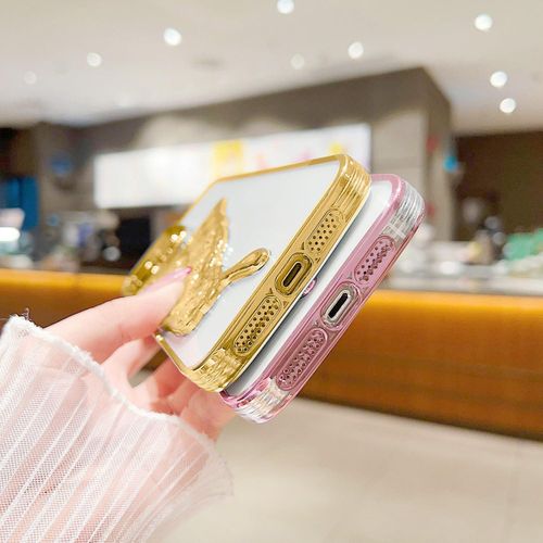 IPhone 11 12 13 14 Pro Max Case With Luxury Glitter Cute Butterfly Plating Design Phone Cases Camera Protection Shockproof Cover -Gold