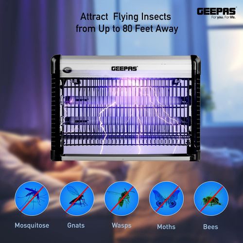 Geepas Fly And Insect Killer Powerful Fly Zapper 20W UV Light Professional Electric Bug Zapper, Insect Killer-Multi