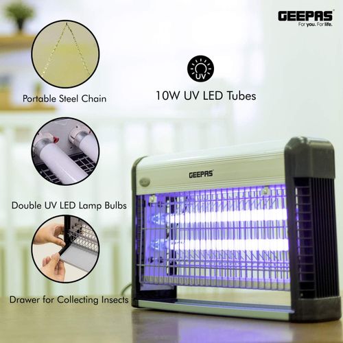 Geepas Fly And Insect Killer Powerful Fly Zapper 20W UV Light Professional Electric Bug Zapper, Insect Killer-Multi