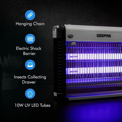 Geepas Fly And Insect Killer Powerful Fly Zapper 20W UV Light Professional Electric Bug Zapper, Insect Killer-Multi