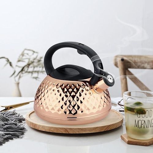Non Electric Stainless Steel Whistling Kettle Of 3 Liters With Handle Makes Noise When Tea Is Ready-Multicoour
