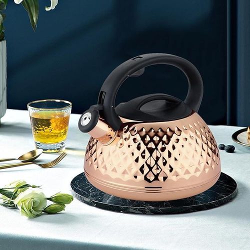 Non Electric Stainless Steel Whistling Kettle Of 3 Liters With Handle Makes Noise When Tea Is Ready-Multicoour