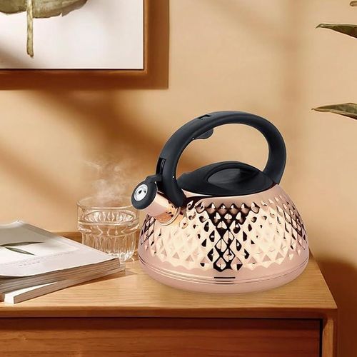 Non Electric Stainless Steel Whistling Kettle Of 3 Liters With Handle Makes Noise When Tea Is Ready-Multicoour