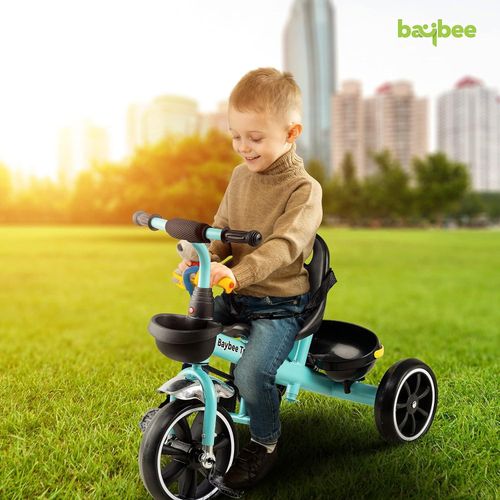 Baybee 2 In 1 Furitto Baby Tricycle For Kids, Baby Bicycle With Storage Space Adjustable Push Parental Handle, Rubber Wheels & Safety Belt Baby Kids Cycle Trikes Kids Tricycle Cycle Suitable For Kids 1.5 To 5 Years Boy Girl- Multicolor