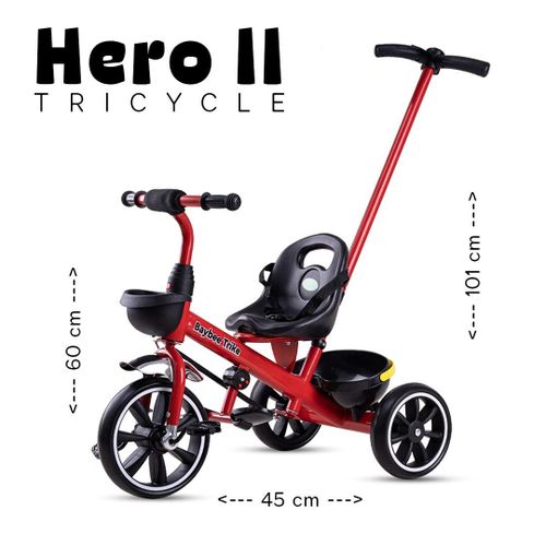 Baybee 2 In 1 Furitto Baby Tricycle For Kids, Baby Bicycle With Storage Space Adjustable Push Parental Handle, Rubber Wheels & Safety Belt Baby Kids Cycle Trikes Kids Tricycle Cycle Suitable For Kids 1.5 To 5 Years Boy Girl- Multicolor
