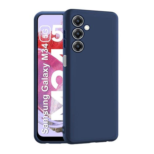 Samsung Galaxy M34 (5G) Back Cover  Camera Bump Protection & Inner Velvet Fabric Lining  Ultra Slim Matte Soft Rubberised Case Cover -Blue