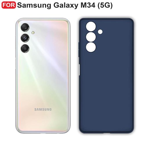 Samsung Galaxy M34 (5G) Back Cover  Camera Bump Protection & Inner Velvet Fabric Lining  Ultra Slim Matte Soft Rubberised Case Cover -Blue
