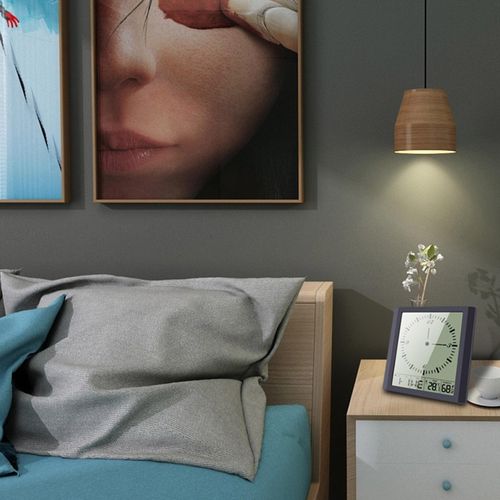 Modern Simple Temperature Humidity Square Clock Large Screen 150 Degrees Wide Viewing Angle Celsius Fahrenheit Freely Switch NO5119