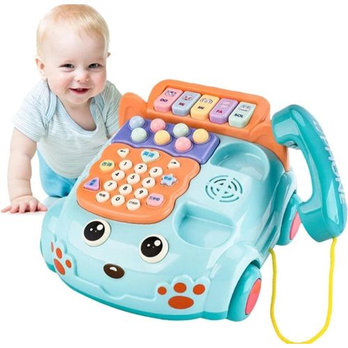 Phone Toys for Kids, Cute Cartoon Simulation Landline Telephone Toys, Easy to Use Parent-Child Interactive Early Education Toys Umido