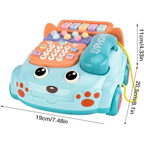 Phone Toys for Kids, Cute Cartoon Simulation Landline Telephone Toys, Easy to Use Parent-Child Interactive Early Education Toys Umido