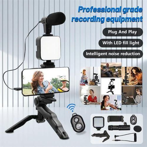 Jumia Vlog video production kit with tripod LED fill light mobile phone clip holder AY-49
