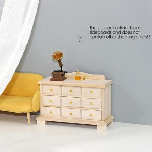 1/12 Miniature Sideboard Accessories Wood Color