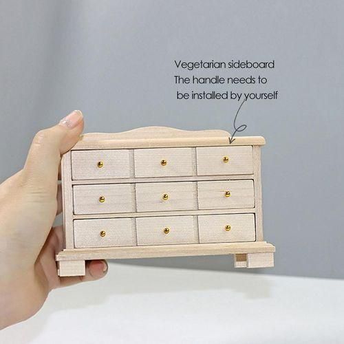 1/12 Miniature Sideboard Accessories Wood Color