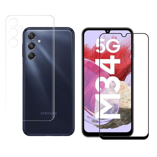 Samsung Galaxy M04 M14 M34 M54 5G Tempered Glass Front and Back Full Glue Screen Protector D-Plus Tempered Glass-Black