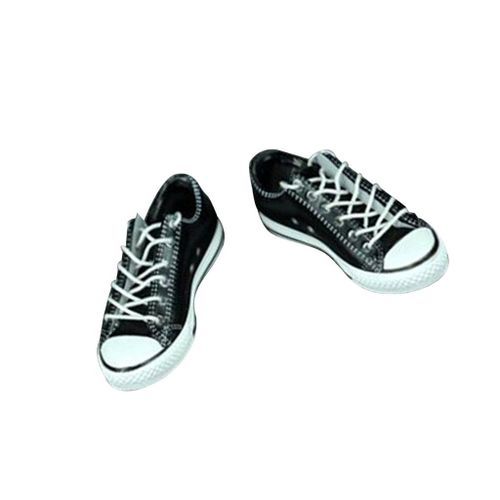 1/6 Lace Up Canvas Shoes Flat Heel Sneakers For 12'' Action Figure Black