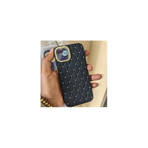IPhone 11 12 13  Pro Max Cover Semi Leather With Stone Zore Zeyn Case-Black