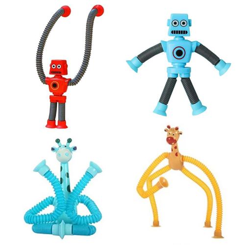 4pcs Robot Kids Fidget Toys Funny Cartoon Giraffe DIY Suction Cup
