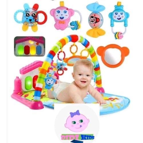 3 in 1 Baby Light Musical Gym Play Mat Lay Play Fitness Piano, Multi colour