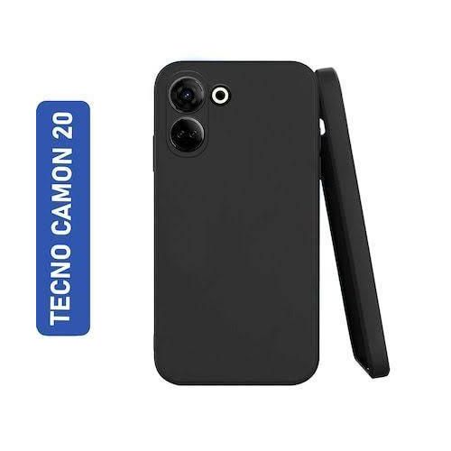 Tecno Camon 20 Premier Luxury Soft Rubber Liquid Silicone Skin Touch Feel Cover Case Black