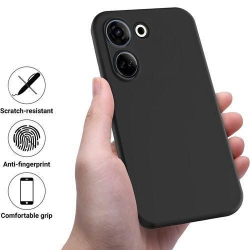 Tecno Camon 20 Premier Luxury Soft Rubber Liquid Silicone Skin Touch Feel Cover Case Black