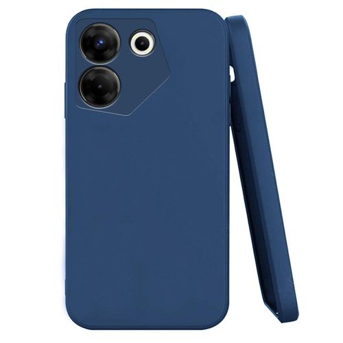 Tecno Camon 16 17 18 19 20 P Pro Premier Inner Velvet Fabric Lining Matte Silicone Flexible Raised Bumps For Camera & Screen Protection Back Case Cover - Blue