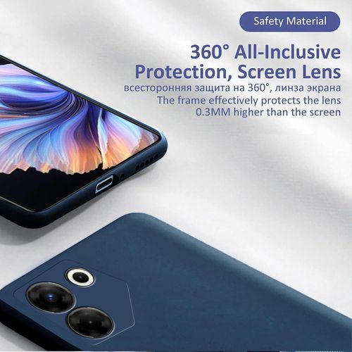 Tecno Camon 16 17 18 19 20 P Pro Premier Inner Velvet Fabric Lining Matte Silicone Flexible Raised Bumps For Camera & Screen Protection Back Case Cover - Blue