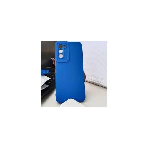 Tecno Camon 16 17 18 19 20 P Pro Premier Inner Velvet Fabric Lining Matte Silicone Flexible Raised Bumps For Camera & Screen Protection Back Case Cover - Blue