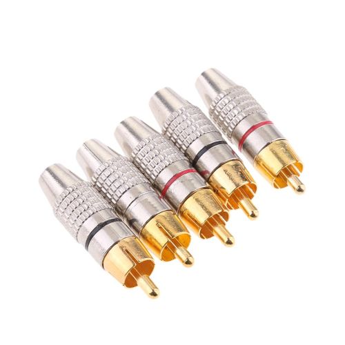 5x RCA Male Plug RCA Phono Male Plug Audio Connector Adapter Terminal