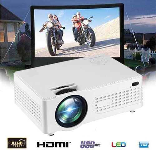 7000 Lumens 1080P Multimedia Projector DLP USB WiFi Home Theatre HDMI Bluetooth NEW White (white)
