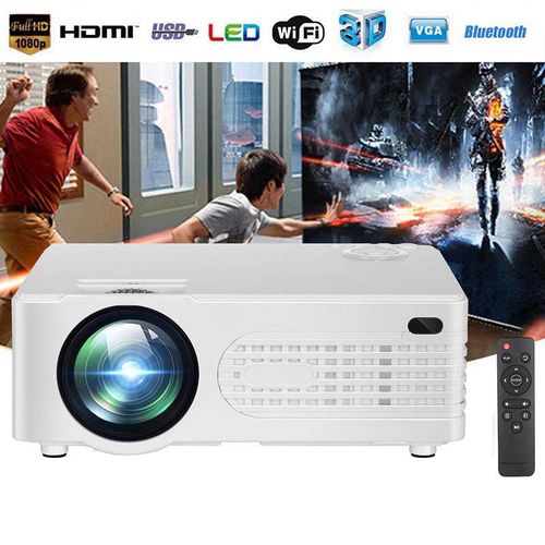 7000 Lumens 1080P Multimedia Projector DLP USB WiFi Home Theatre HDMI Bluetooth NEW White (white)