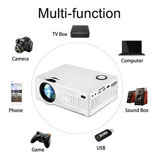 7000 Lumens 1080P Multimedia Projector DLP USB WiFi Home Theatre HDMI Bluetooth NEW White (white)