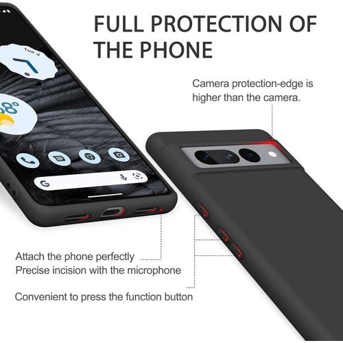 Google Pixel 7, Pixel 7a, Pixel 7 Pro Case,Shockproof Liquid Cover Upgraded Camera Protection Slim Fit With Microfiber Lining - Black