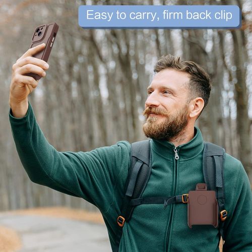 IPhone 15 14 13 12 11 Pro Max 360&deg; Back Clip Shockproof Bumper Defender Case Design , Heavy Duty Armor Kickstand Case Protective Cove-Brown