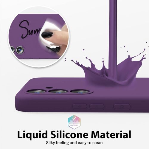 Samsung Galaxy A50, A51, A52, A53 , A54, A55 Case, Slim Liquid Silicone Shockproof Anti-scratch , With Screen Guard Protective Soft Rubber Gel Phone Case Cover - Purple
