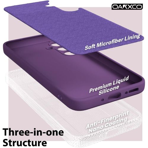 Samsung Galaxy A50, A51, A52, A53 , A54, A55 Case, Slim Liquid Silicone Shockproof Anti-scratch , With Screen Guard Protective Soft Rubber Gel Phone Case Cover - Purple