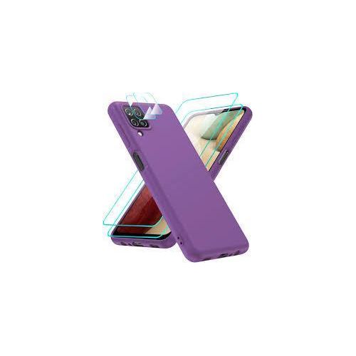 Samsung Galaxy A50, A51, A52, A53 , A54, A55 Case, Slim Liquid Silicone Shockproof Anti-scratch , With Screen Guard Protective Soft Rubber Gel Phone Case Cover - Purple