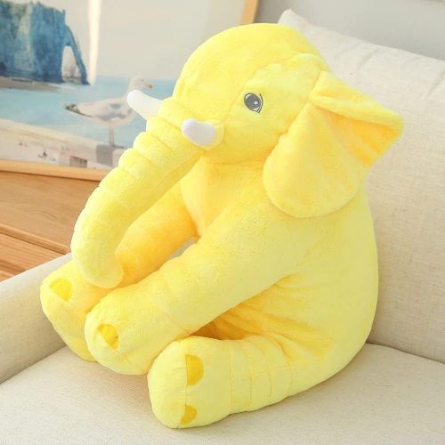 Cute Plush Elephant Pillow And Toy For Toddlers-Yellow