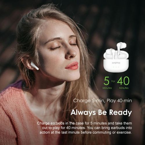 Oraimo FreePods 3 True Wireless Earbuds ENC Calling Noise Cancellation - White