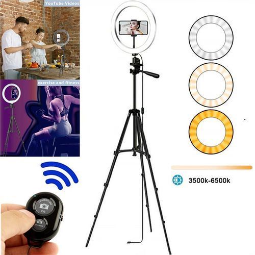 10 Inch/26cm Ring Light With Tripod Stand Usb Charge Selfie Led Video Lamp For Streaming Photography- Black
