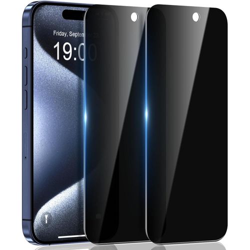 IPhone 15, 15 Plus, 15 Pro, 15 Pro Max Privacy Screen Protector Anti Spy Private Tempered Glass Film, Anti-Scratch, Touch Sensitive-Black