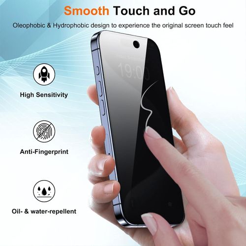 IPhone 15, 15 Plus, 15 Pro, 15 Pro Max Privacy Screen Protector Anti Spy Private Tempered Glass Film, Anti-Scratch, Touch Sensitive-Black