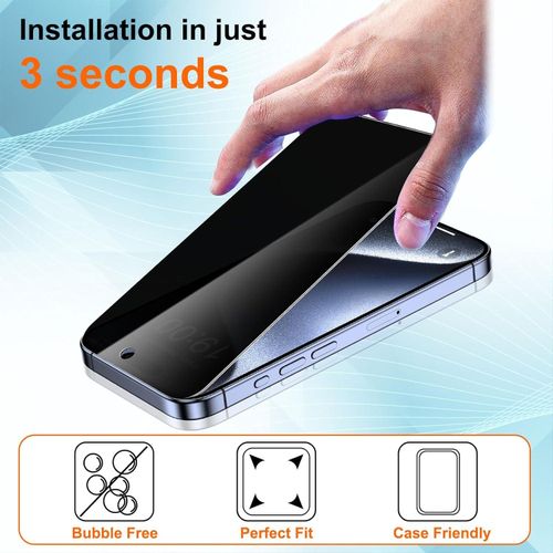 IPhone 15, 15 Plus, 15 Pro, 15 Pro Max Privacy Screen Protector Anti Spy Private Tempered Glass Film, Anti-Scratch, Touch Sensitive-Black