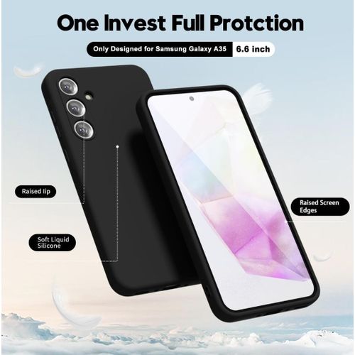 Samsung Galaxy A35 5g Soft Rubber Liquid Silicone Case Cover Black
